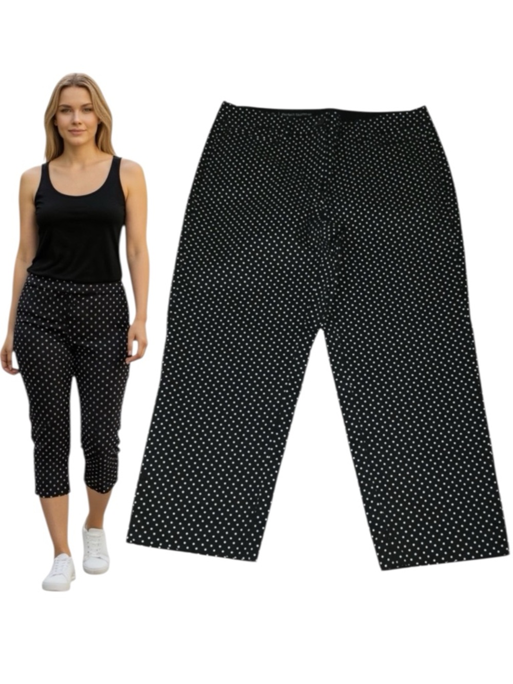 Talbots (32x22) Polka Dot Perfect Skimmer Black White Capri Pants - Women’s 8